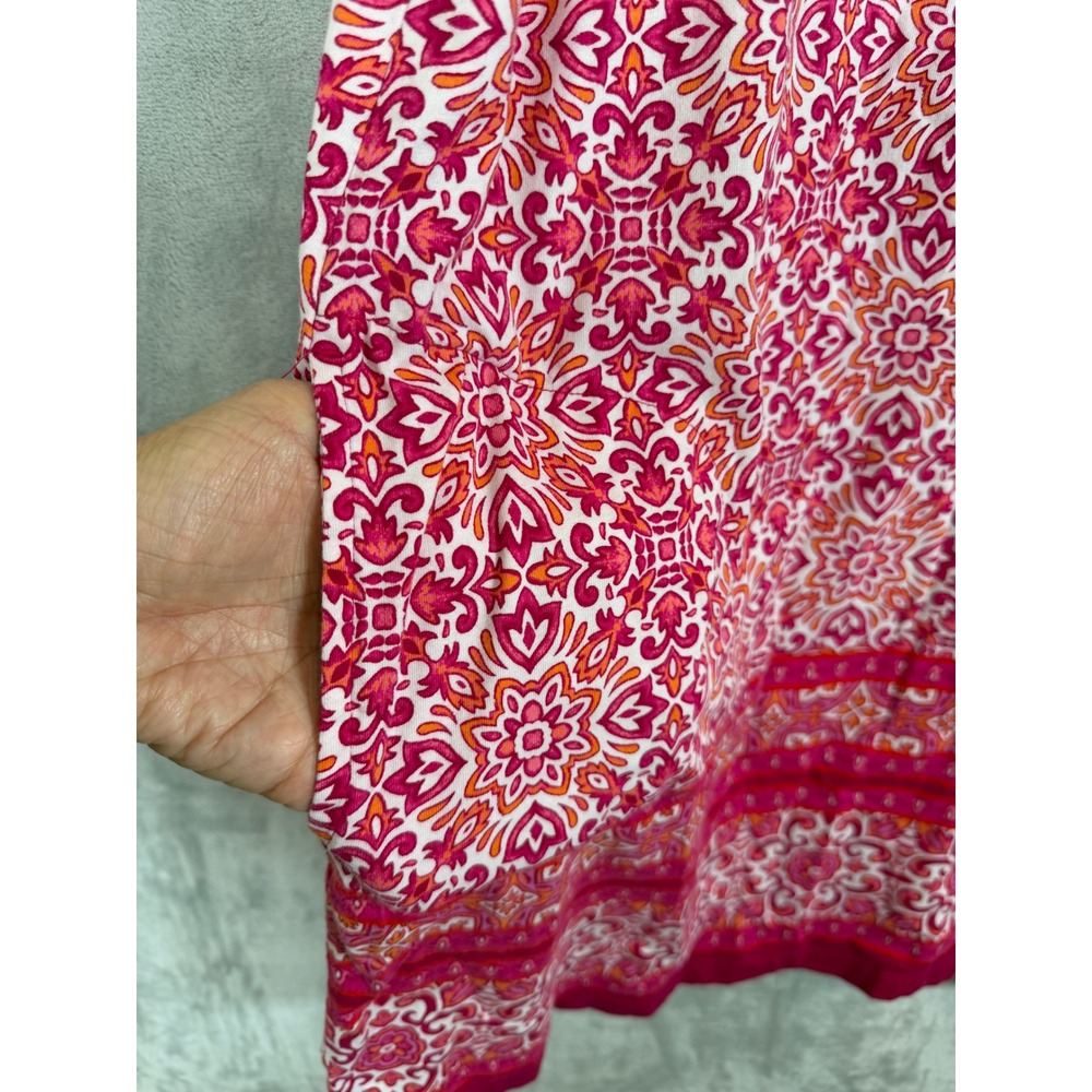 Lands End Two Swim Tunic Tops 1X XL Pink Orange Geometric Floral Pool Beach - Picture 12 of 16
